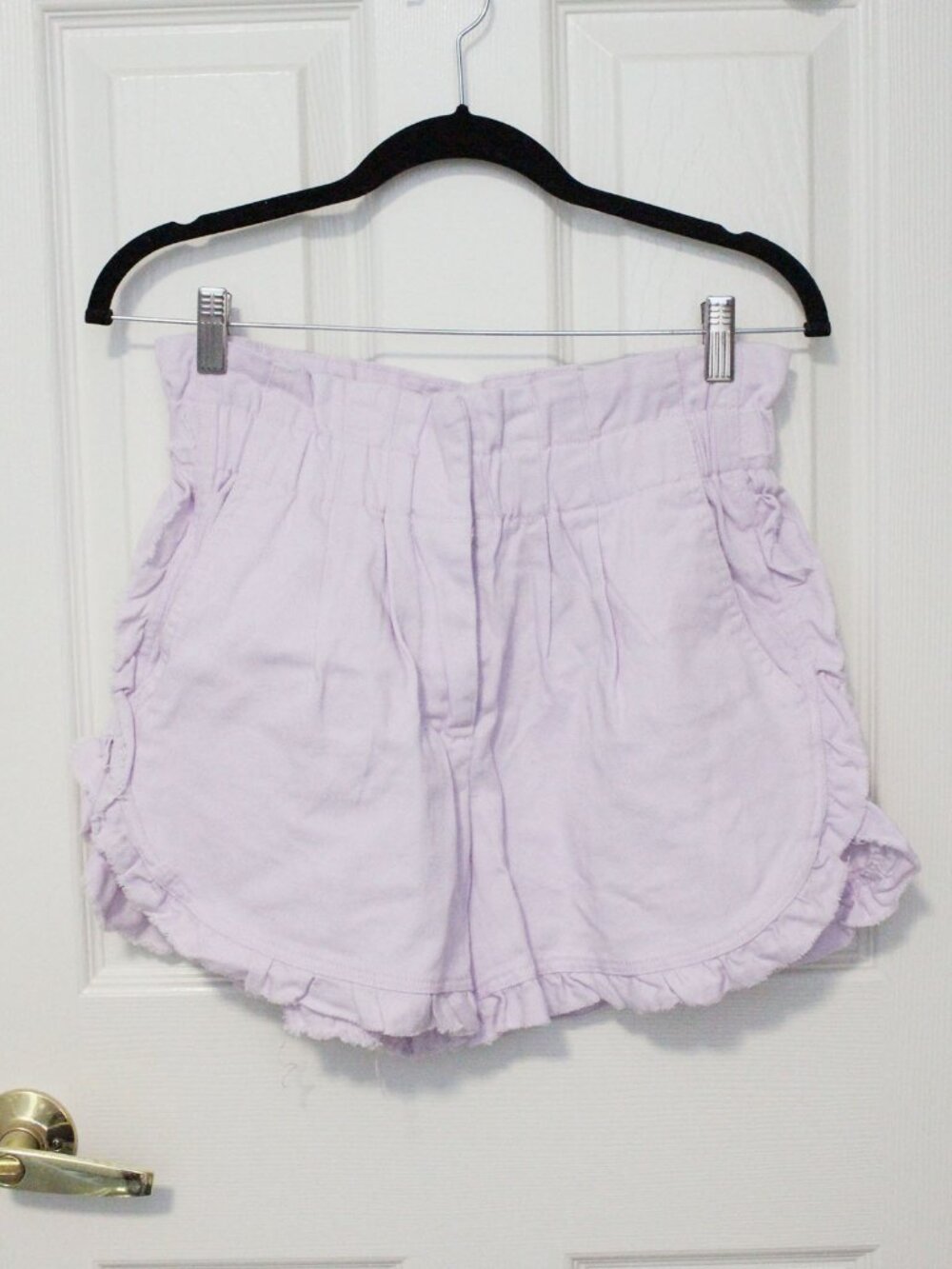 Shinestar Ruffle Jean Shorts Lilac color